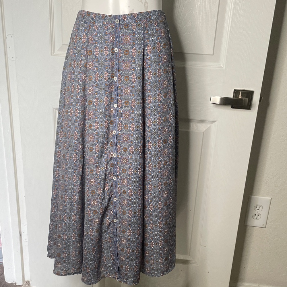 Max Studio Floral Button-Front Maxi Skirt